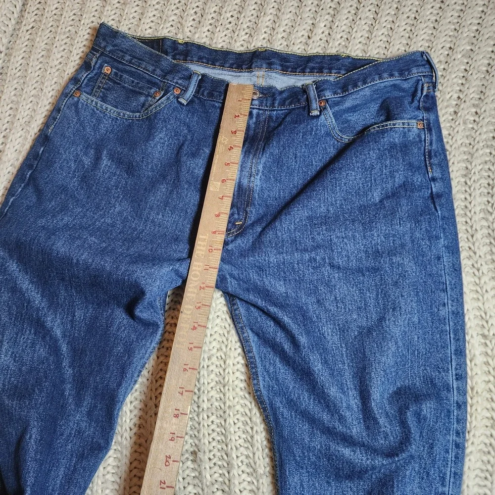Levis 505 Mens Jeans 42x30 Regular Fit Straight Dark Wash Denim Classic